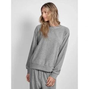 Size M LatteLove Co Grey Velour Cord Crew Sweater